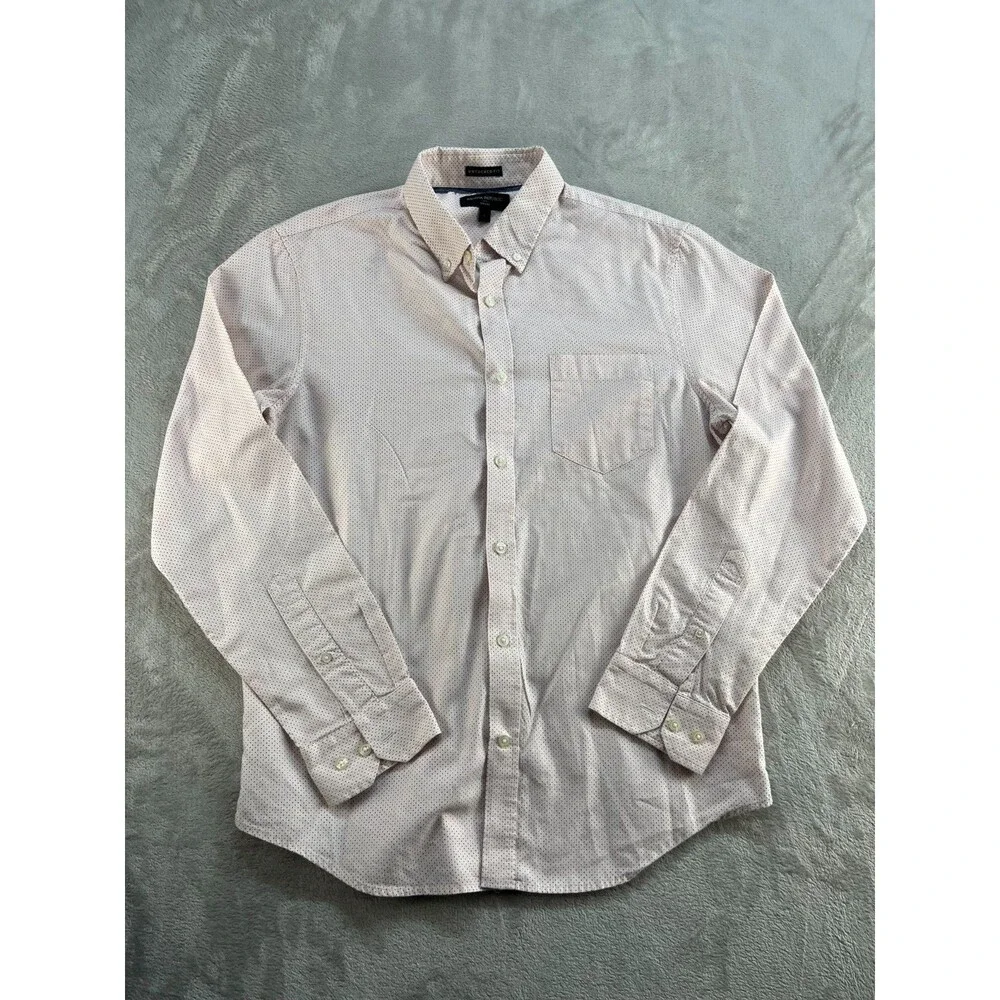 Banana Republic Shirt Men's L Non-Iron Untucked Fit Pink Floral Button-Up